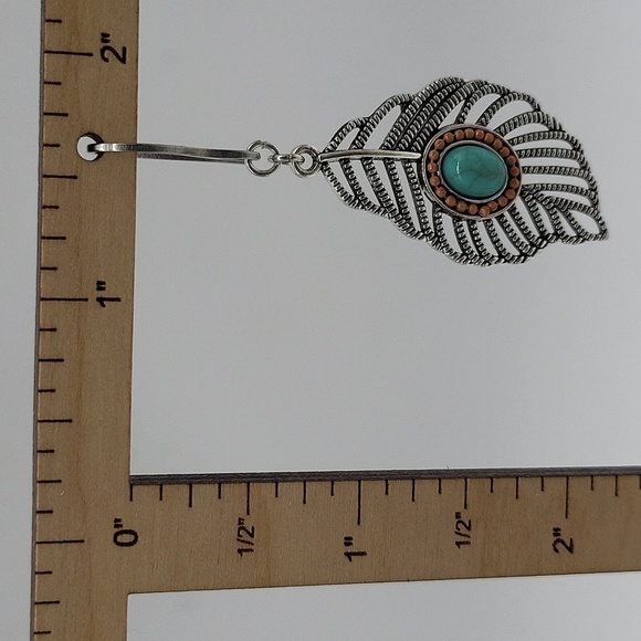 1804- Handmade Boho Leaves Earrings NWT - Picture 3 of 4